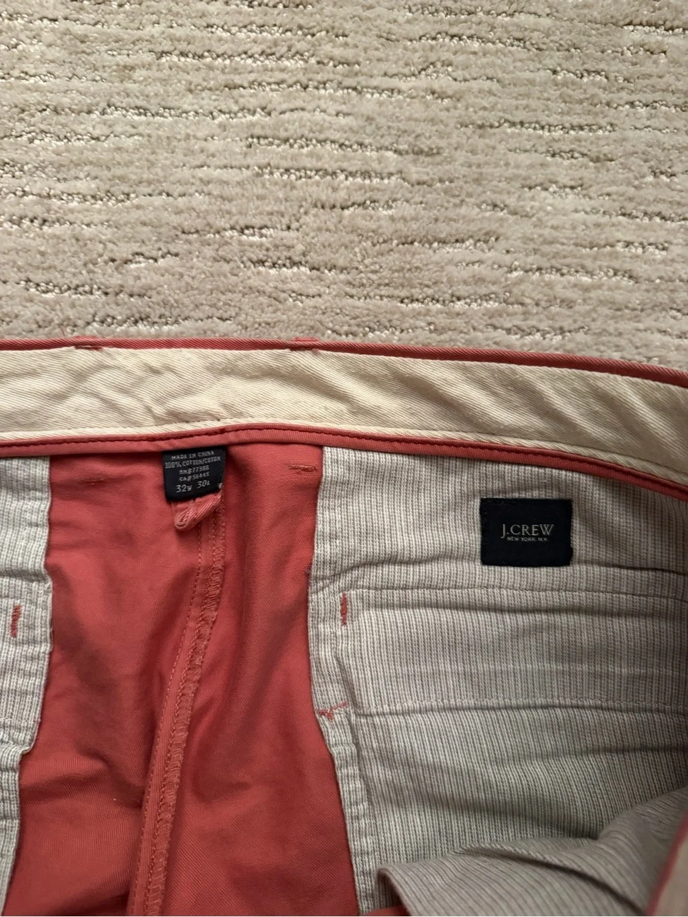 J. CREW Salmon Chino Pants 32 x 30